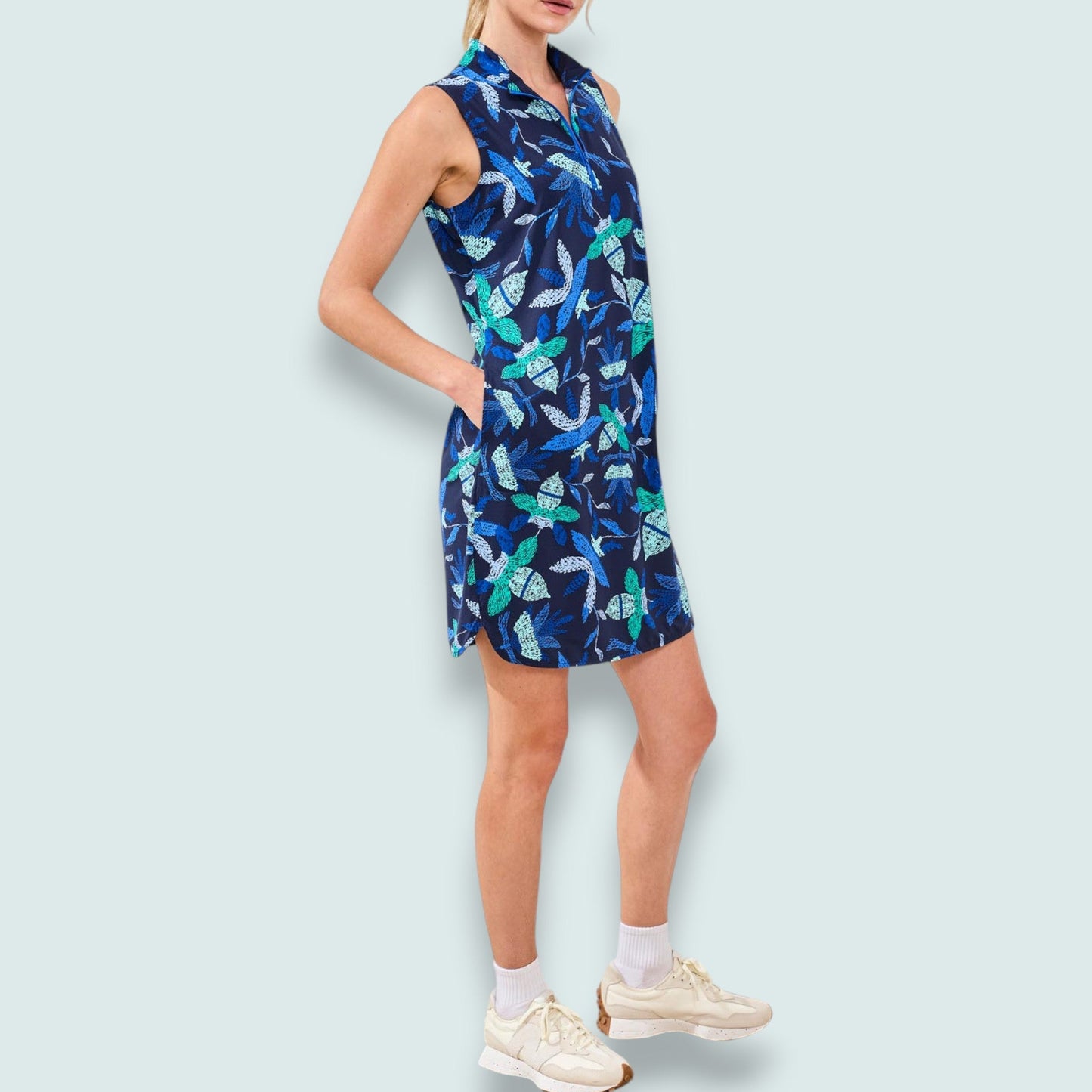 Tribal - Sleeveless Zip Dress with Inner Shorts