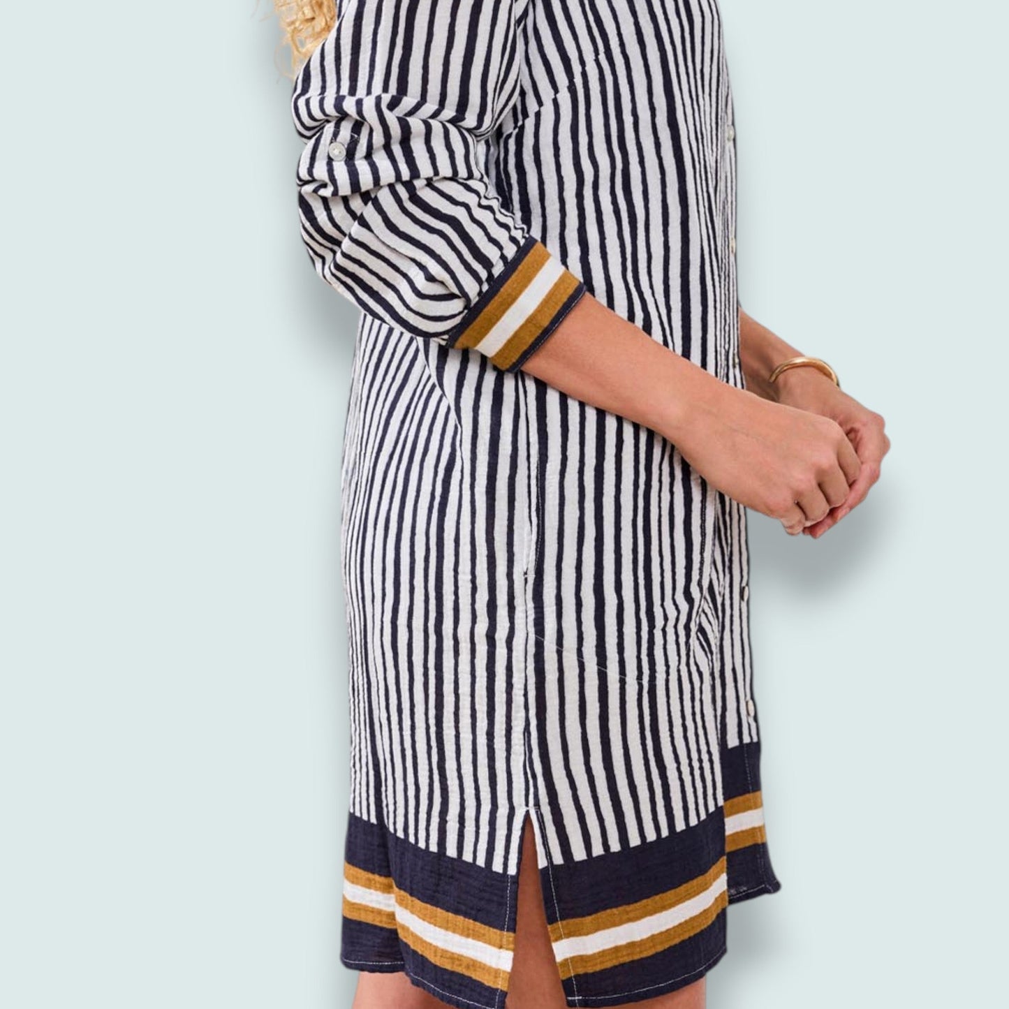 Tribal - Button-Front Dress With Roll-Up Sleeves