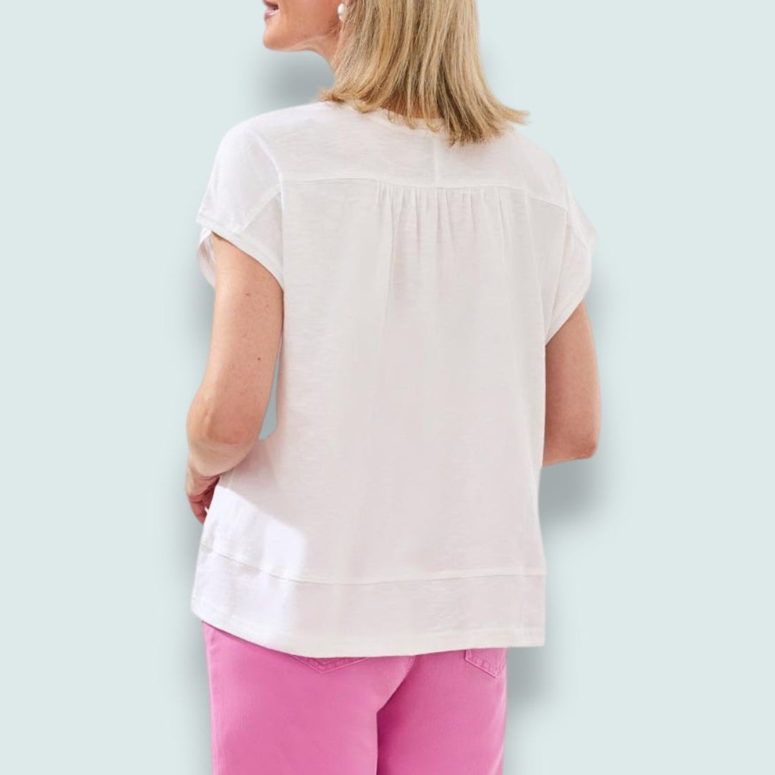 Tribal - Slub Knit V-Neck Cap Sleeve Top