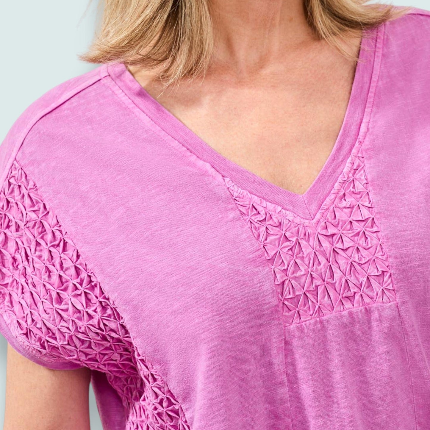 Tribal - Slub Knit V-Neck Cap Sleeve Top