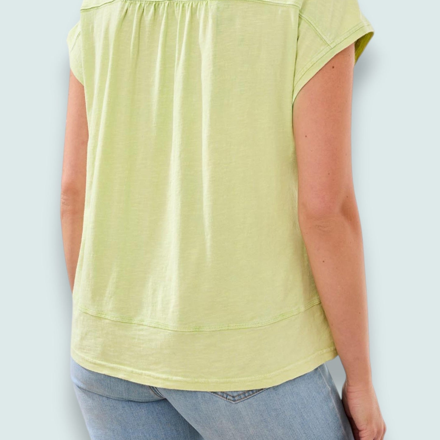 Tribal - Slub Knit V-Neck Cap Sleeve Top