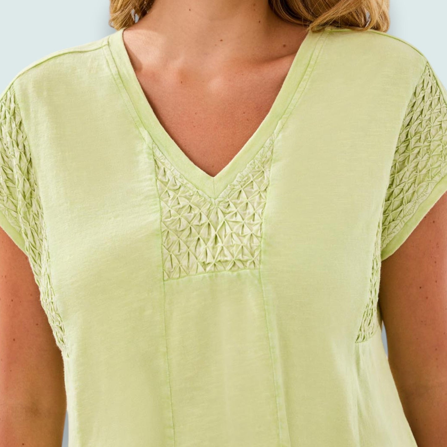 Tribal - Slub Knit V-Neck Cap Sleeve Top