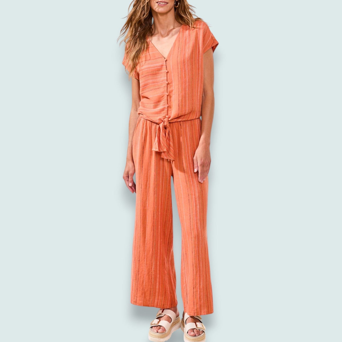 Tribal - Striped Tie-Front Blouse
