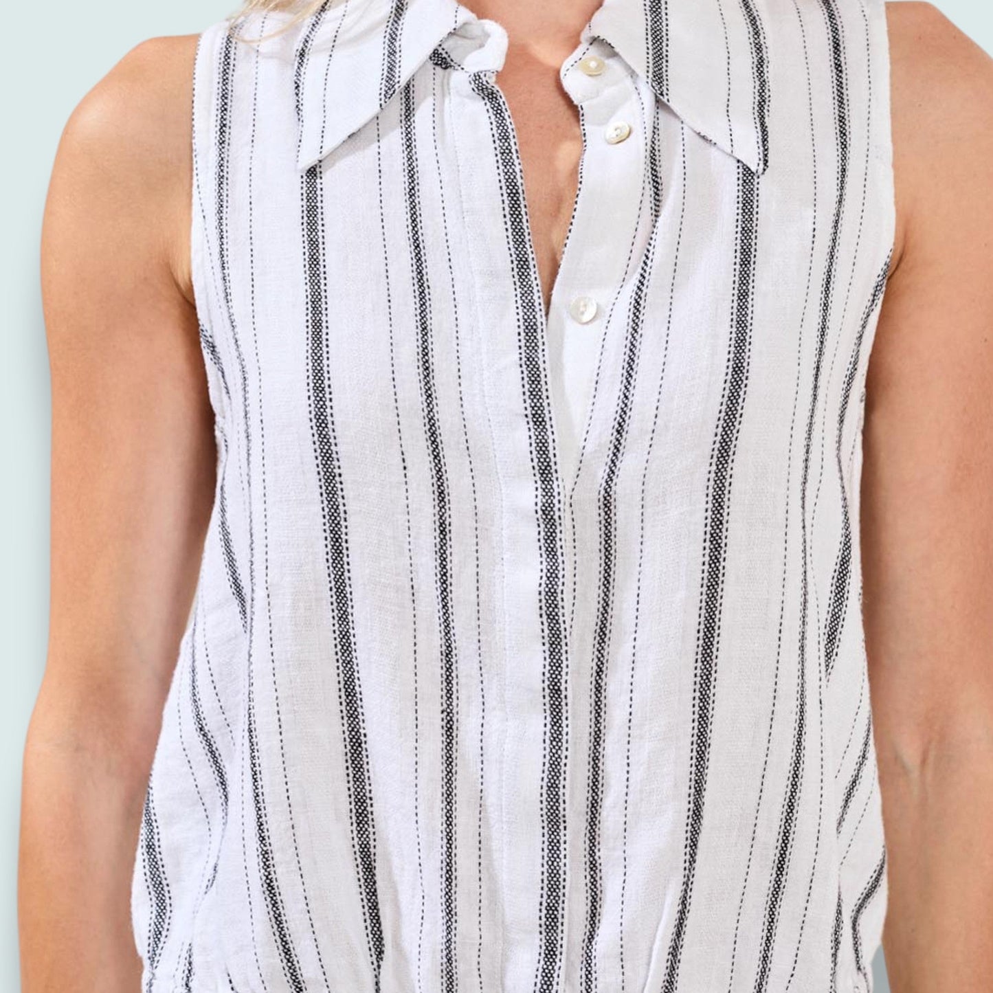 Tribal - Striped Sleeveless Hidden Placket Top