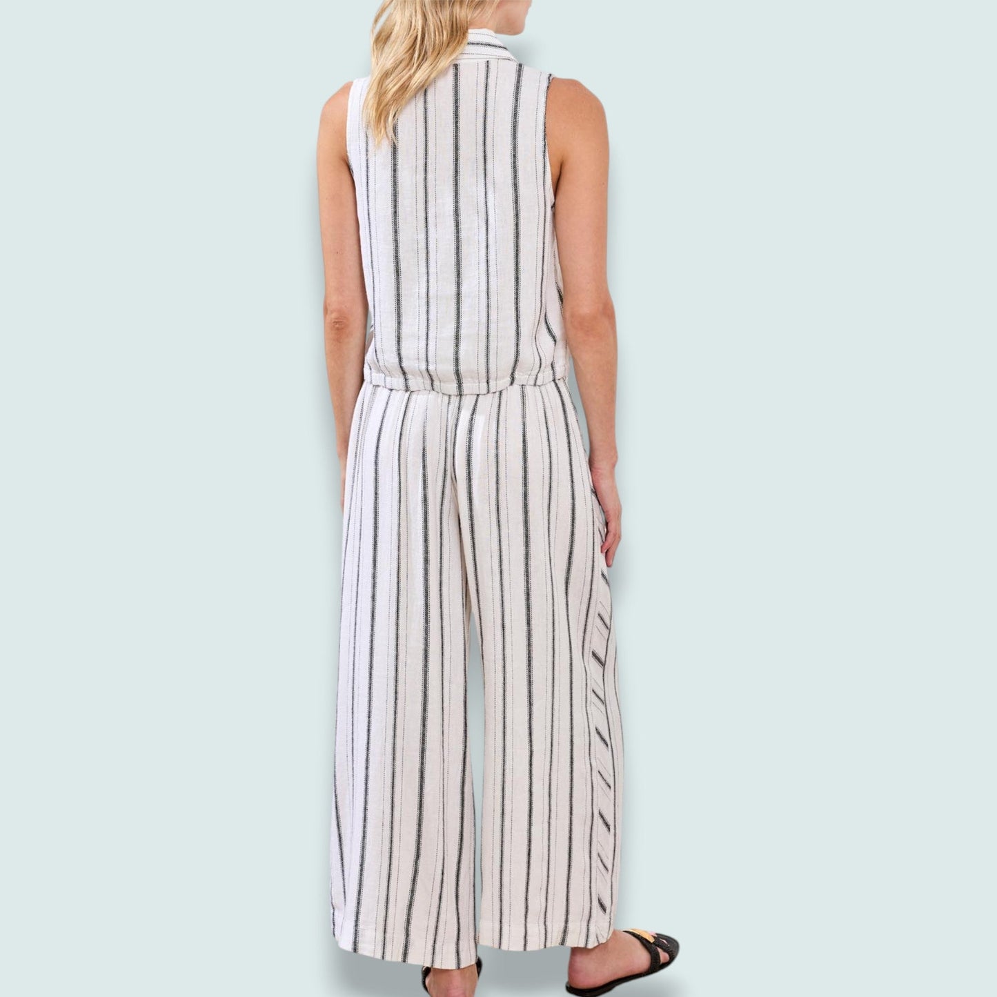 Tribal - Striped Sleeveless Hidden Placket Top