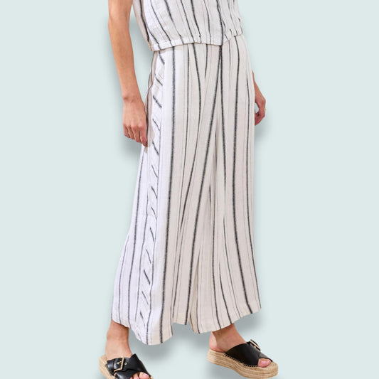 Tribal - Striped Wide-Leg Cropped Pant