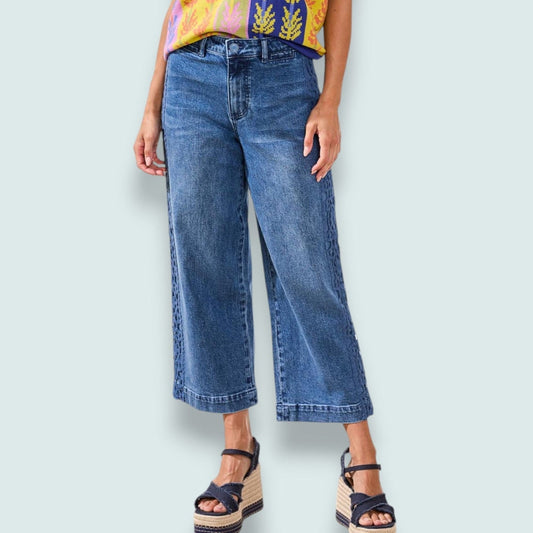 Tribal - Audrey Wide Crop Jean with Side Detail