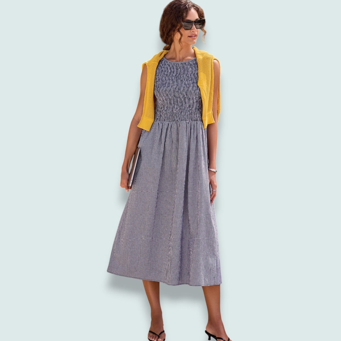 Tribal - Gingham Smocked-Bodice Midi Dress