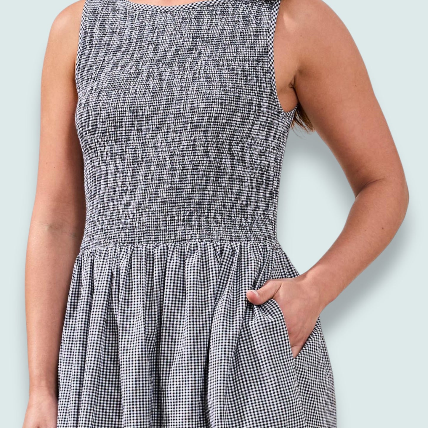 Tribal - Gingham Smocked-Bodice Midi Dress