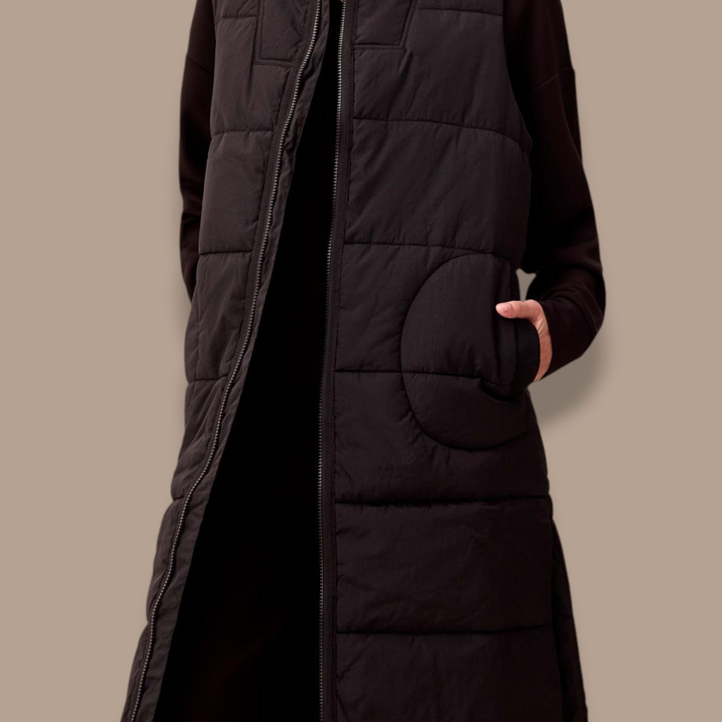 Tribal - Long Zip-Front Quilted Vest