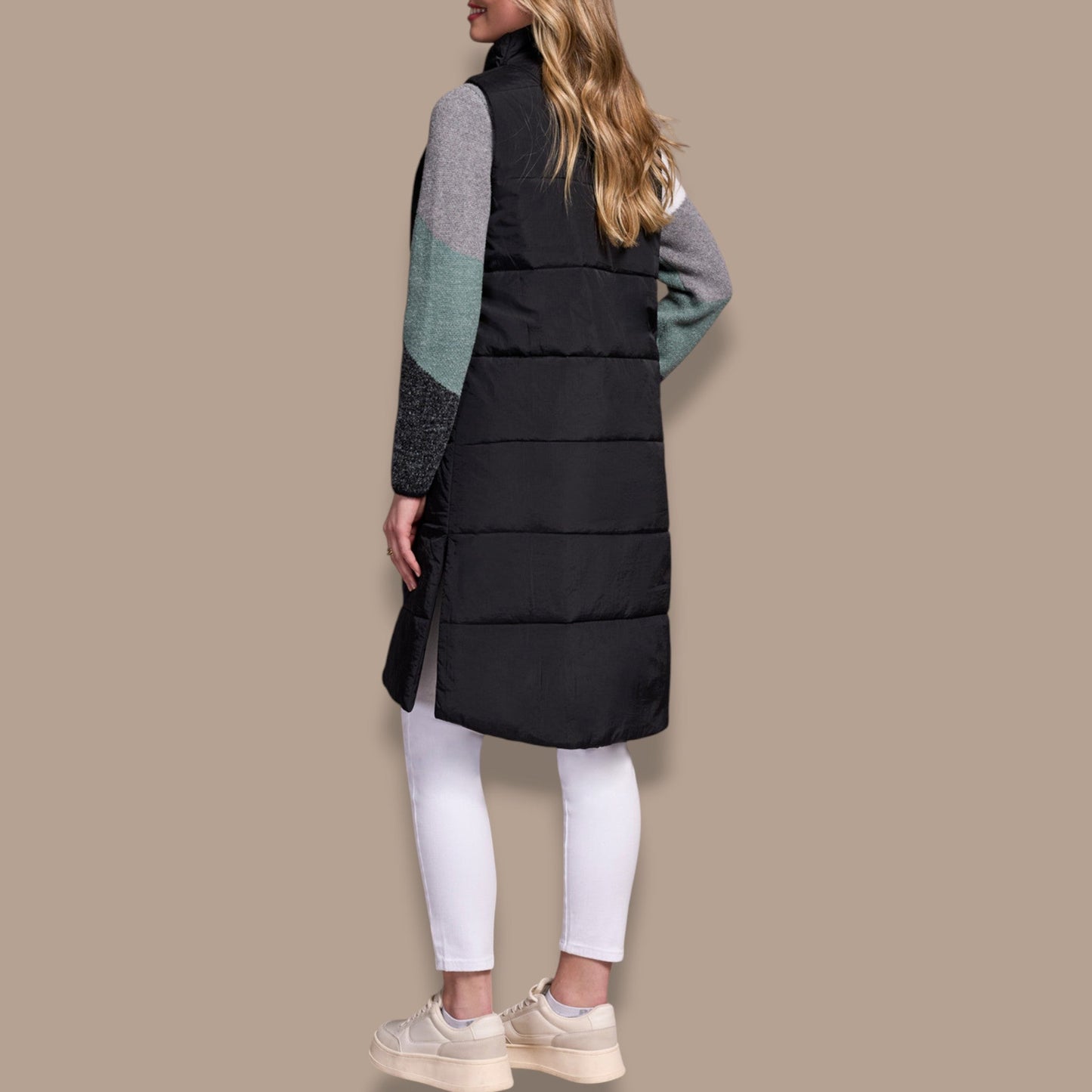 Tribal - Long Zip-Front Quilted Vest