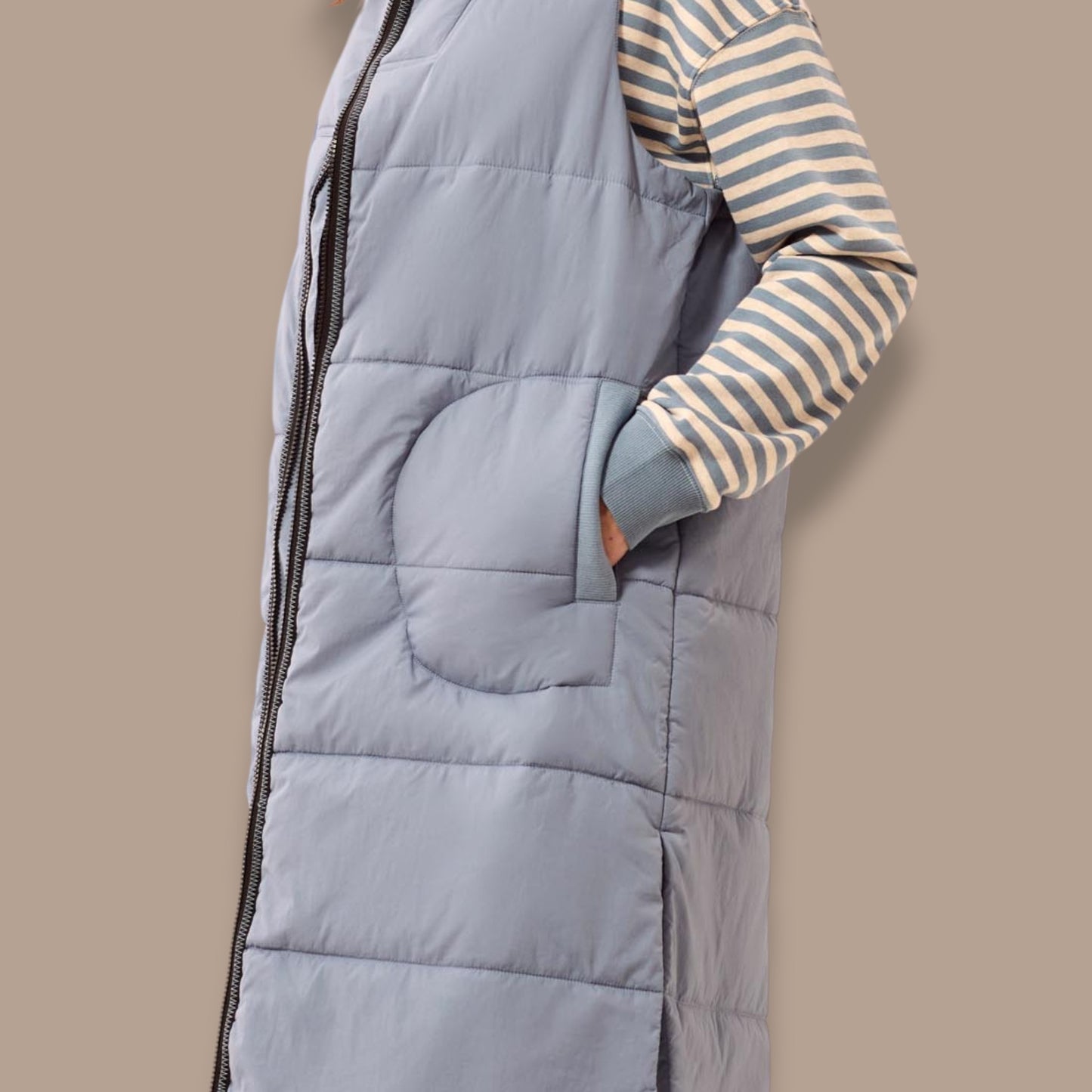Tribal - Long Zip-Front Quilted Vest