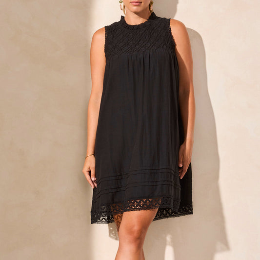 Tribal - Sleeveless Dress With Lace Trim