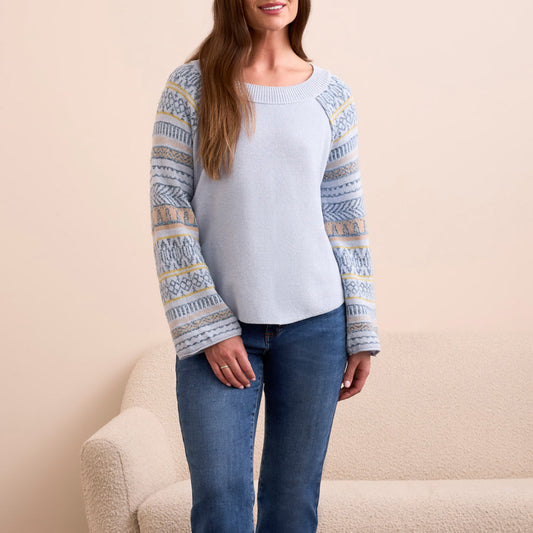 Tribal - Novelty Mixed Scoop Neck Sweater