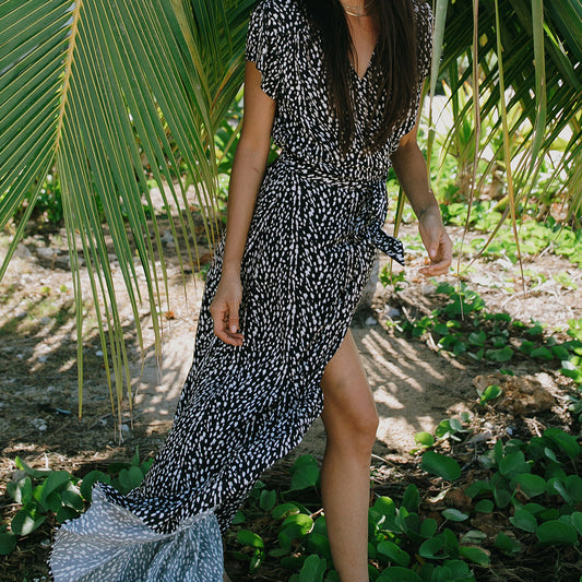Tribal - Short Sleeve Wrap Maxi Dress