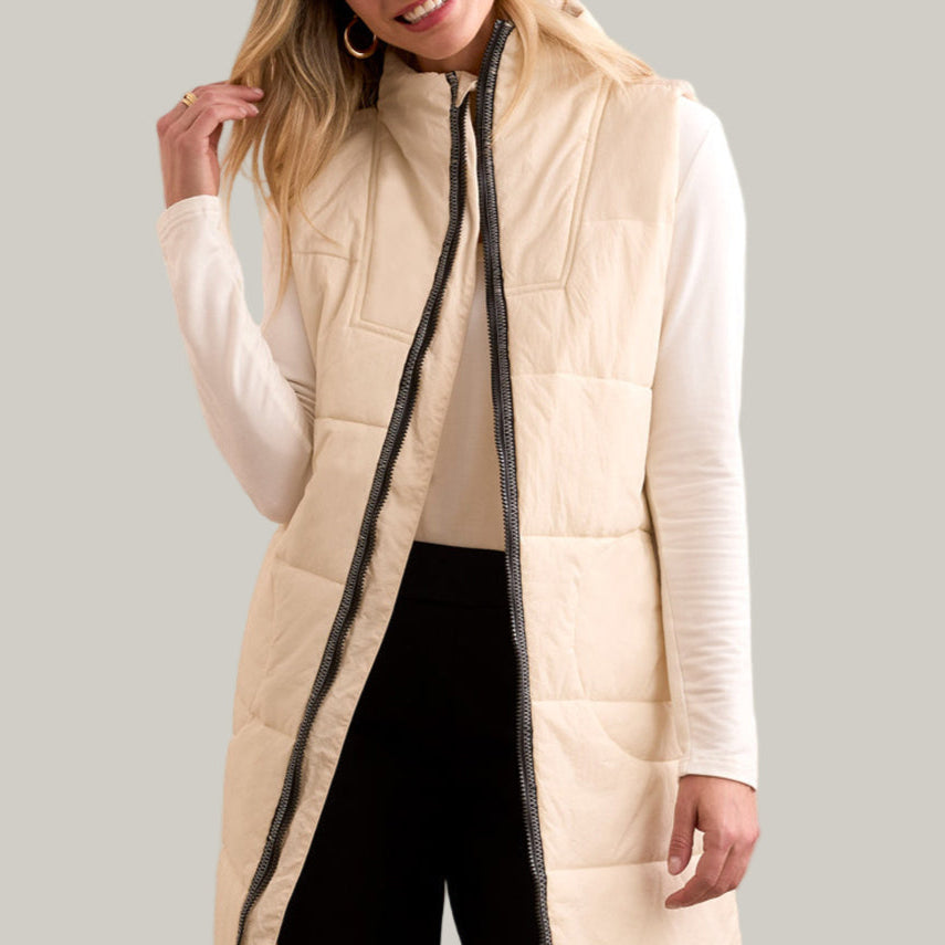 Tribal - Long Zip-Front Quilted Vest