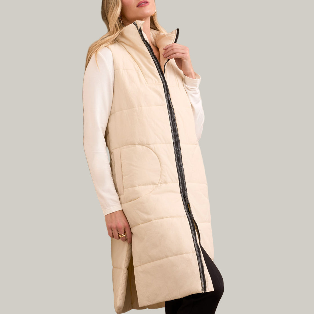 Tribal - Long Zip-Front Quilted Vest