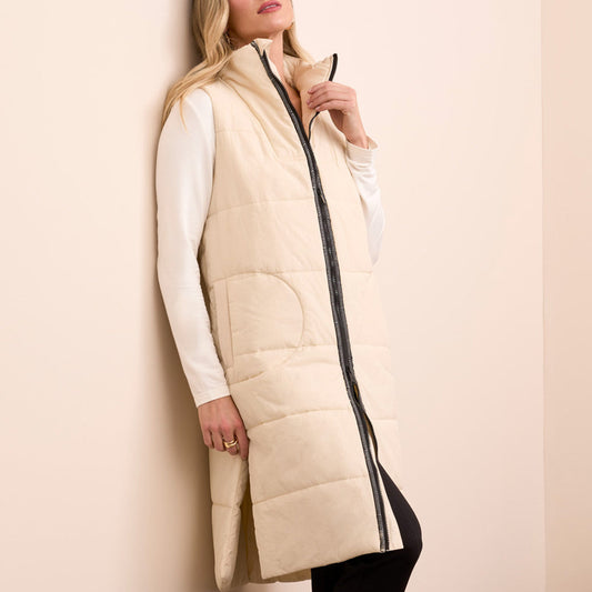 Tribal - Long Zip-Front Quilted Vest