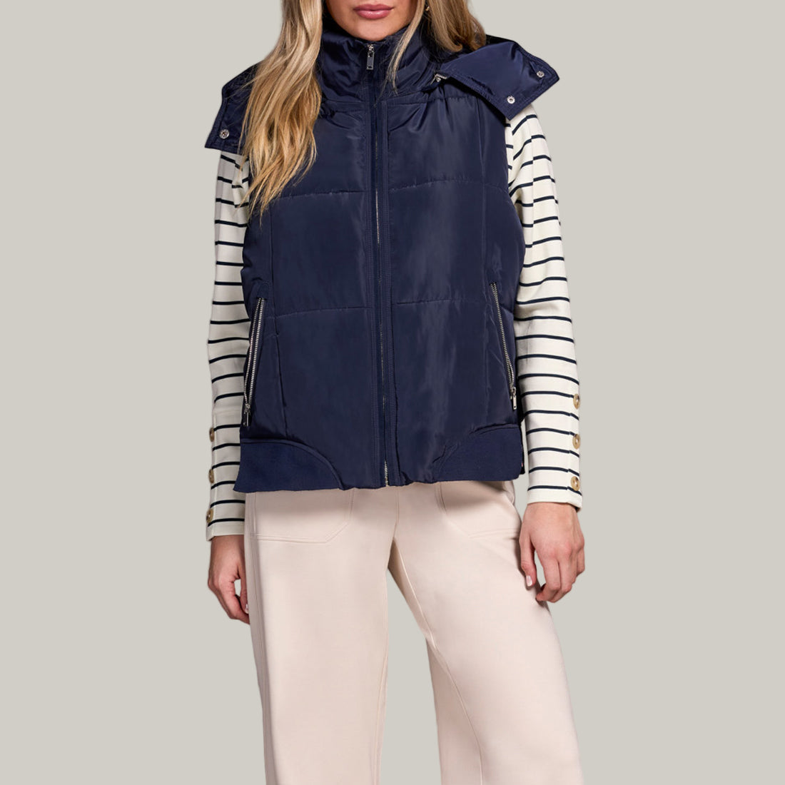 Tribal - Quilted Vest With Removable Hood