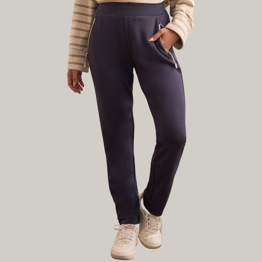Tribal - Scuba Knit Contrast Trim Pull-On Ankle Pants