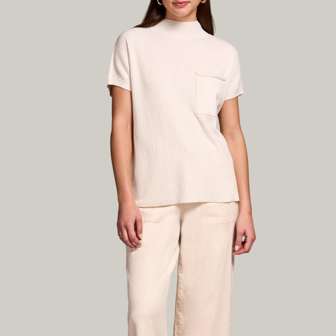 Tribal - Short Sleeve Dolman Sweater With Pocket