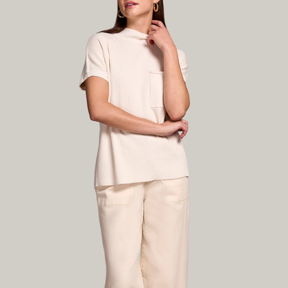 Tribal - Short Sleeve Dolman Sweater With Pocket
