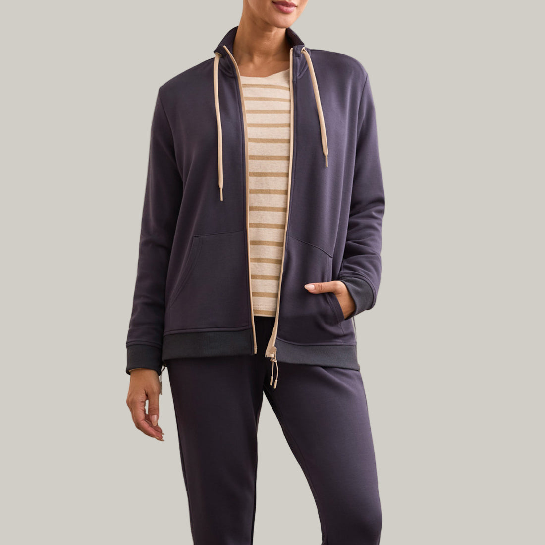 Tribal - Scuba Knit Textured Mock Neck Cardigan