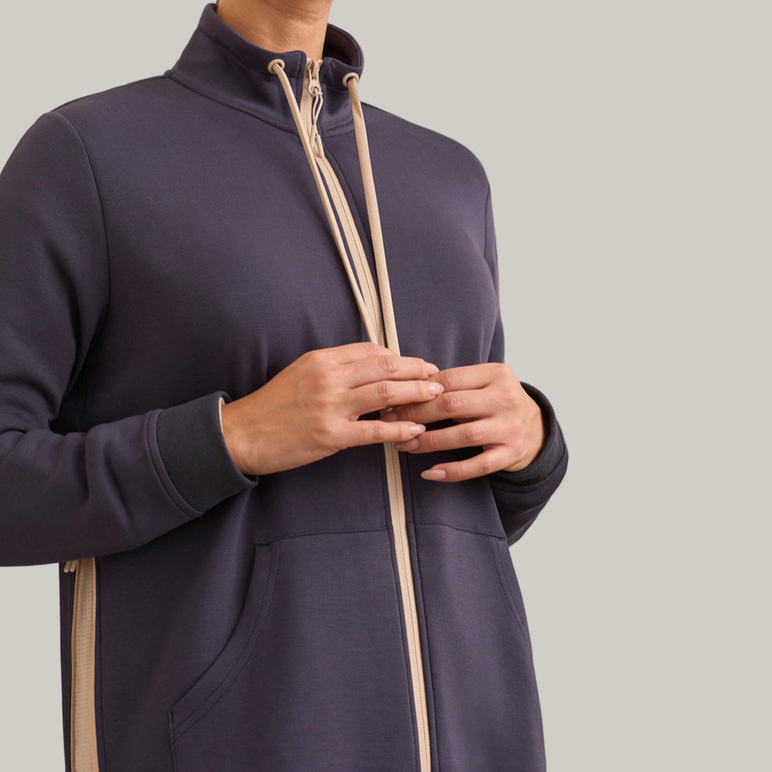Tribal - Scuba Knit Textured Mock Neck Cardigan