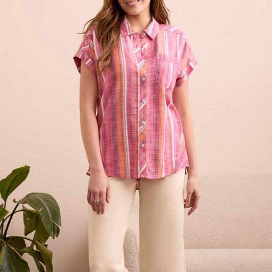 Tribal - Button-Up Blouse With Asymmetrical Panels