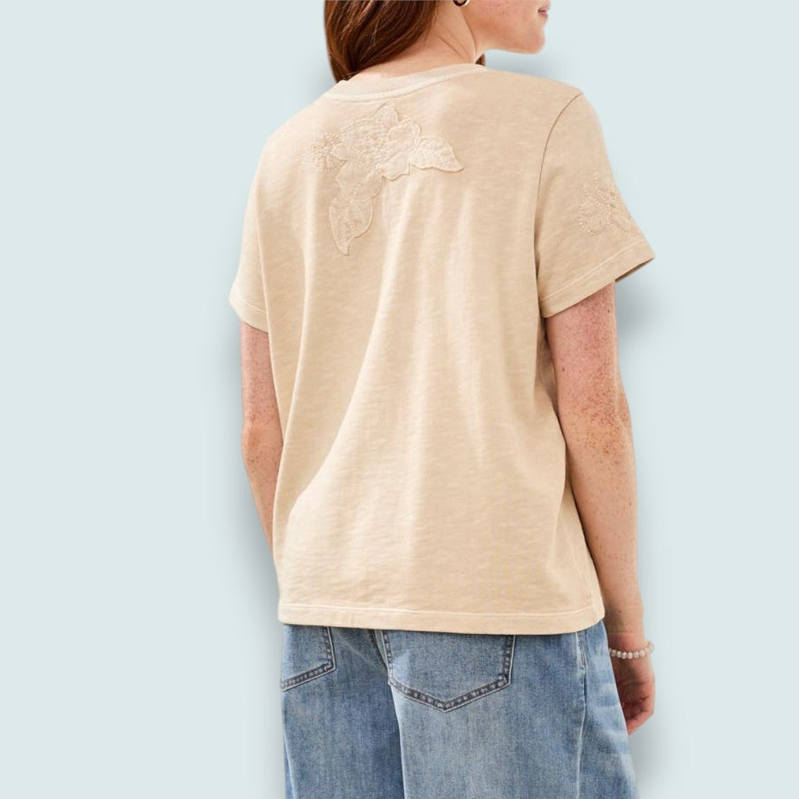 Tribal - Floral Embellished Crew Neck Top