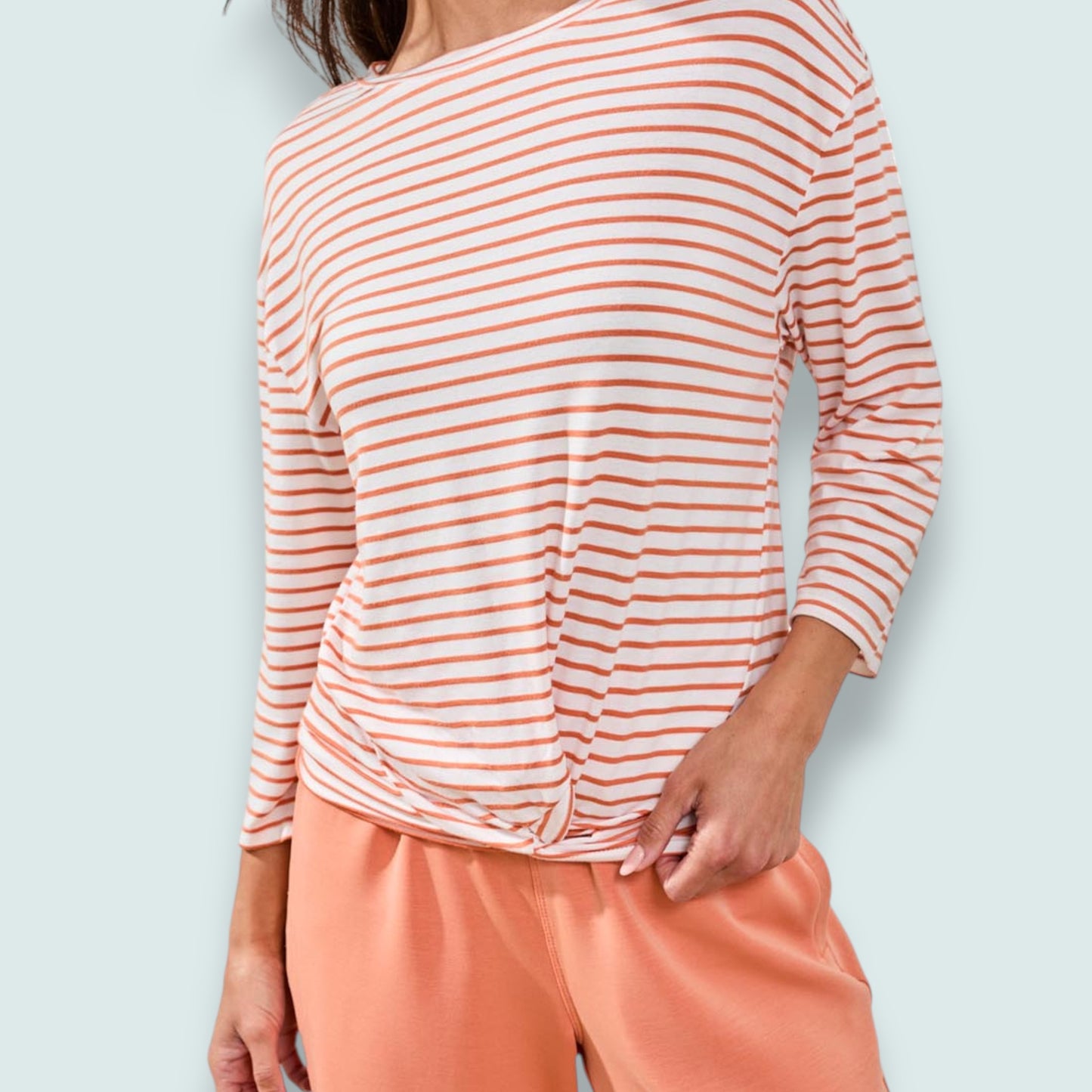 Tribal - Striped Boat Neck Top with Knot Detail