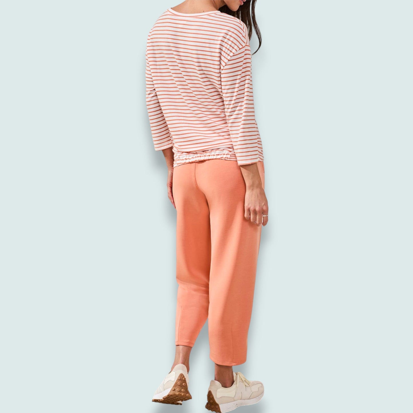 Tribal - Striped Boat Neck Top with Knot Detail