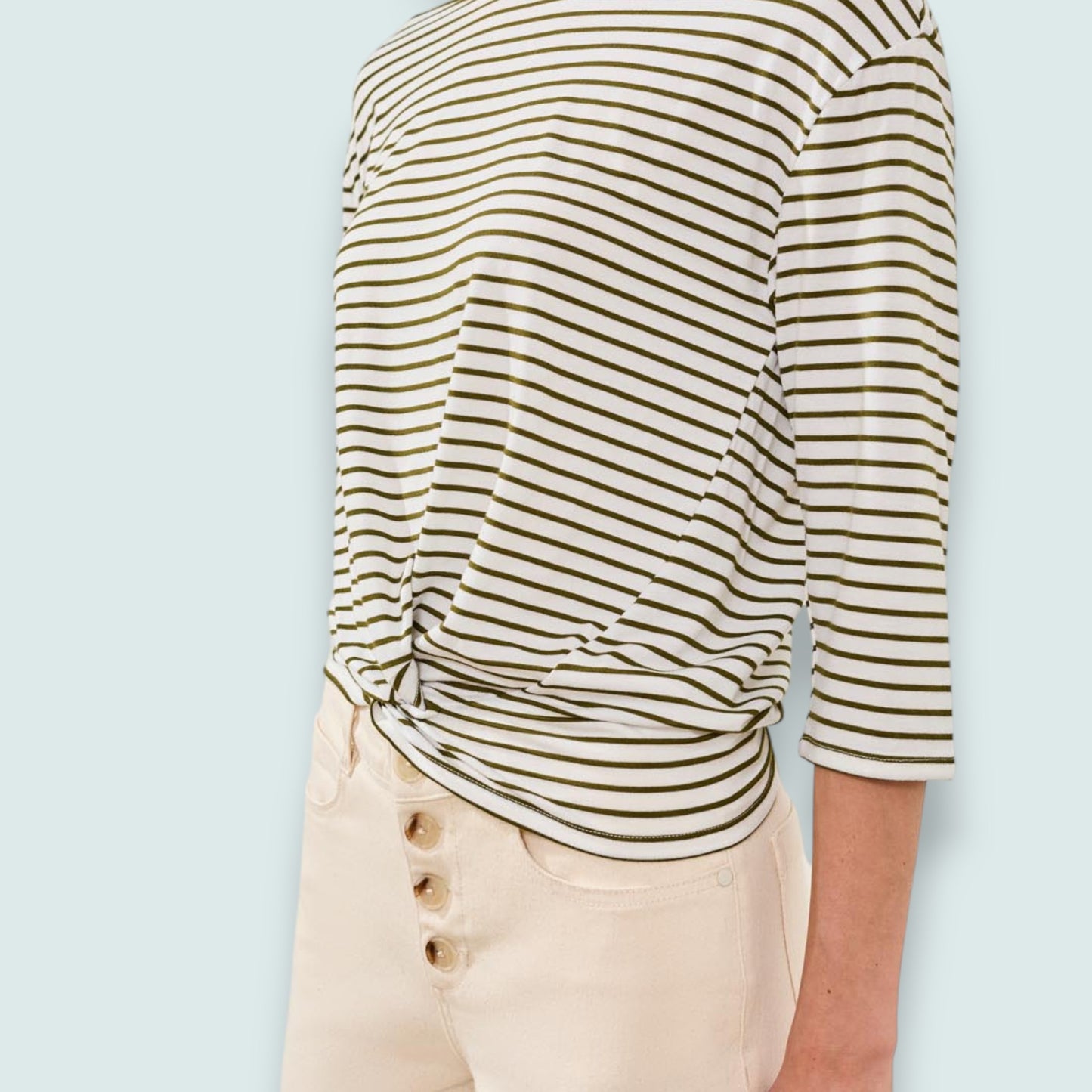 Tribal - Striped Boat Neck Top with Knot Detail