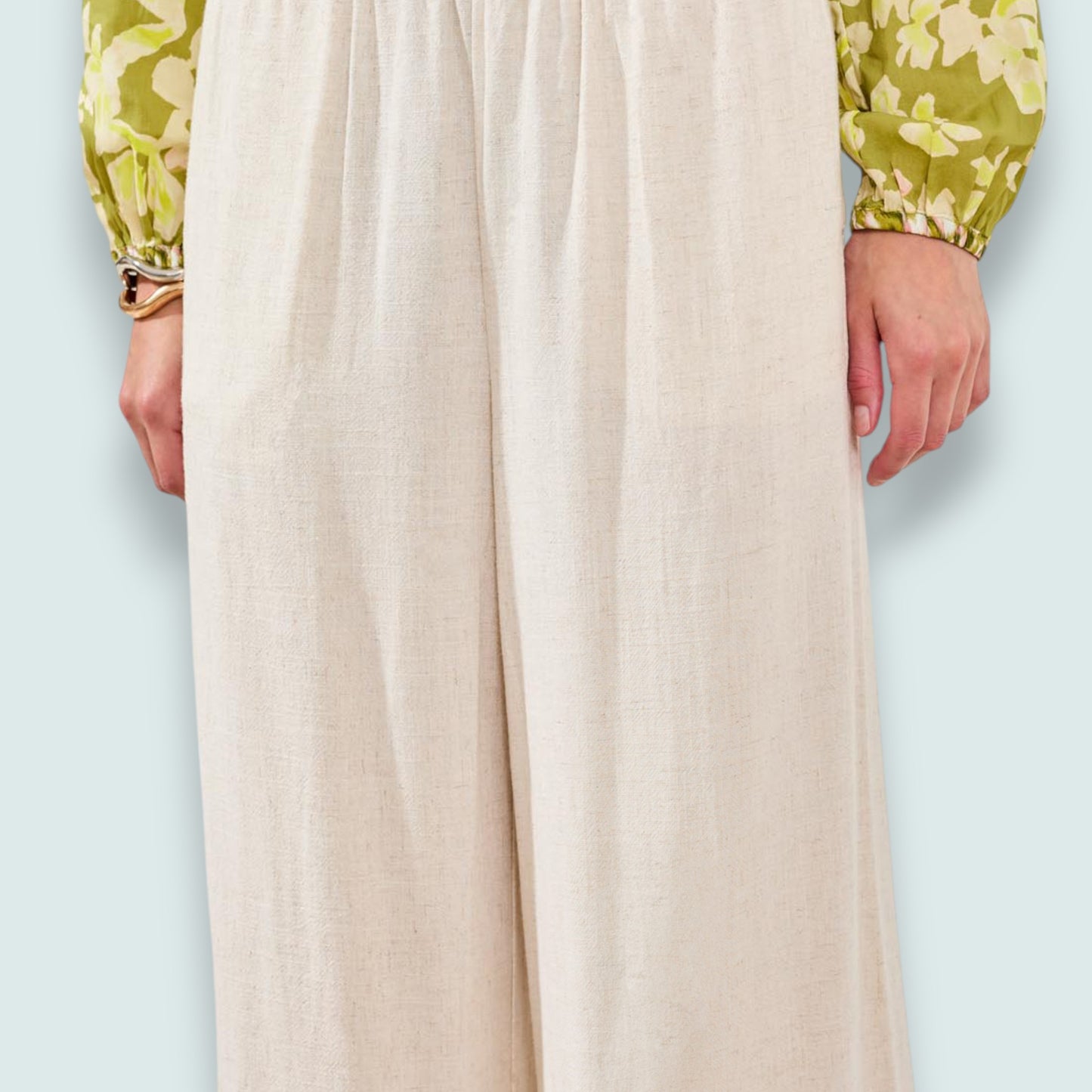 Tribal - Natural Linen-Blend Wide-Leg Pant