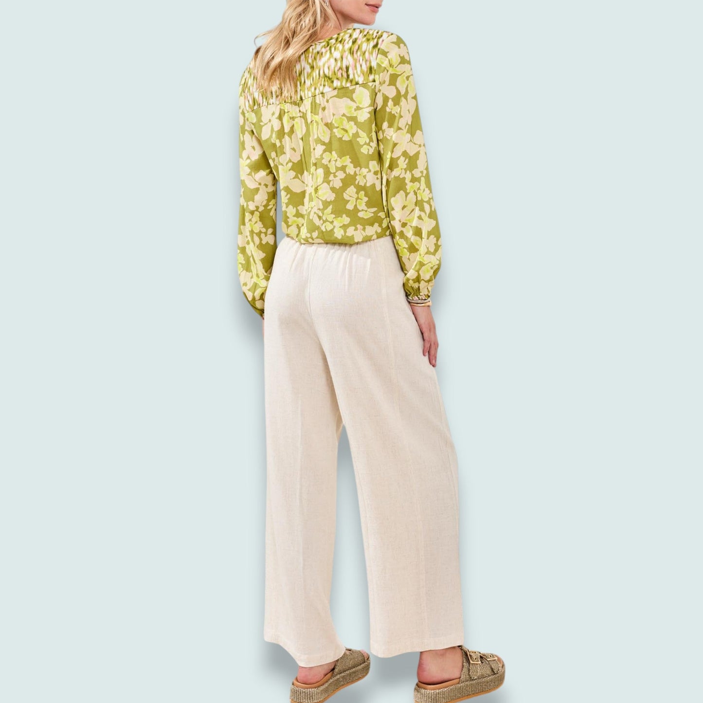 Tribal - Natural Linen-Blend Wide-Leg Pant