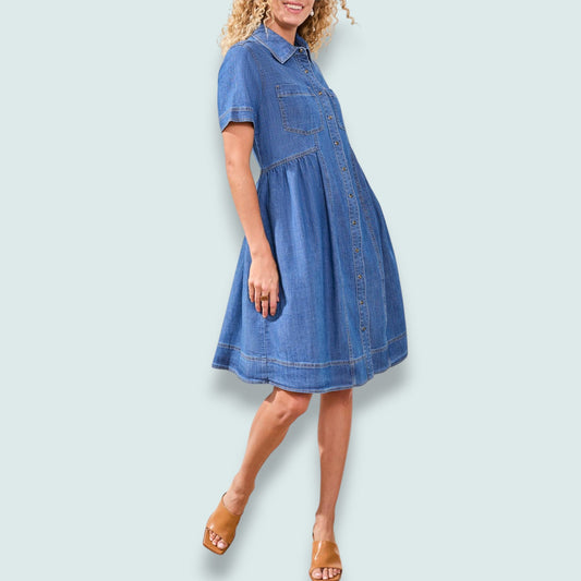 Tribal - Button-Front Chambray Shirt Dress