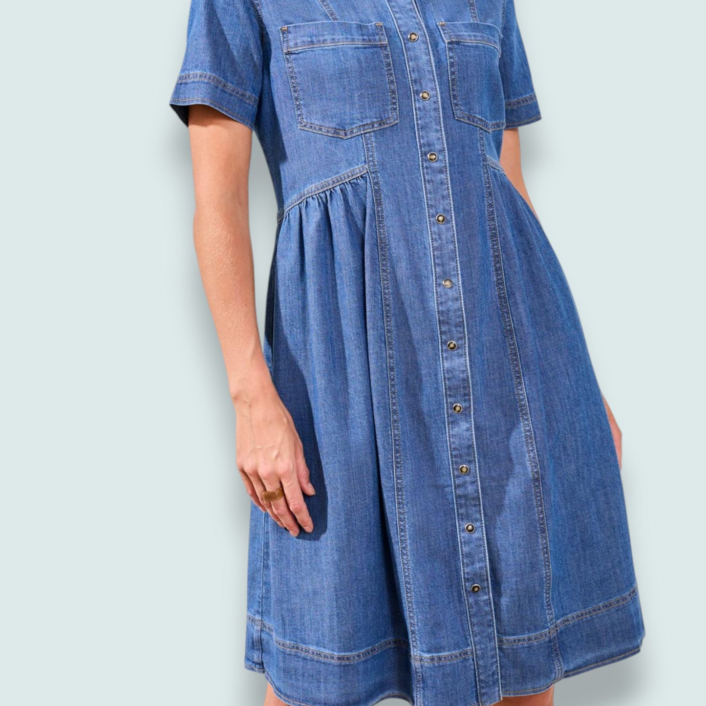Tribal - Button-Front Chambray Shirt Dress
