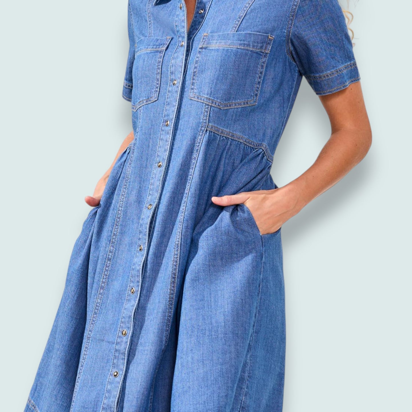 Tribal - Button-Front Chambray Shirt Dress