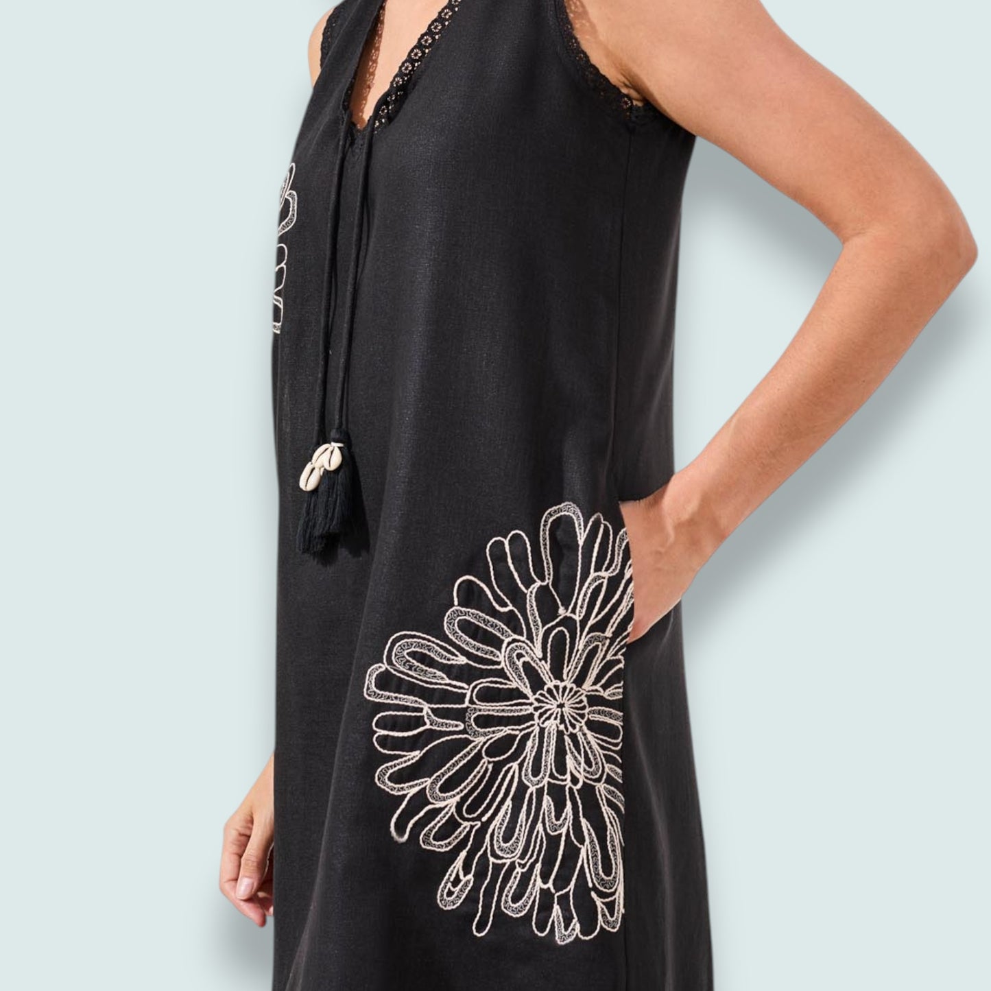 Tribal - Embroidered Floral Sleeveless Dress