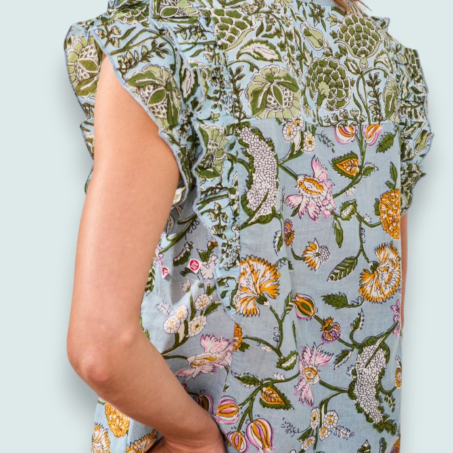 Tribal - Poplin Blouse With Frill Cap Sleeves