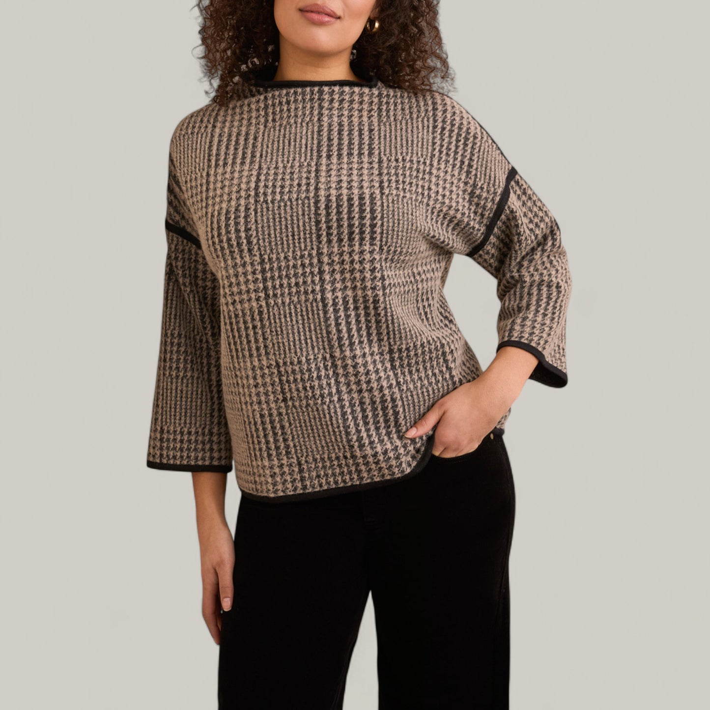 Tribal - 3/4 Sleeve Mock Neck Sweater