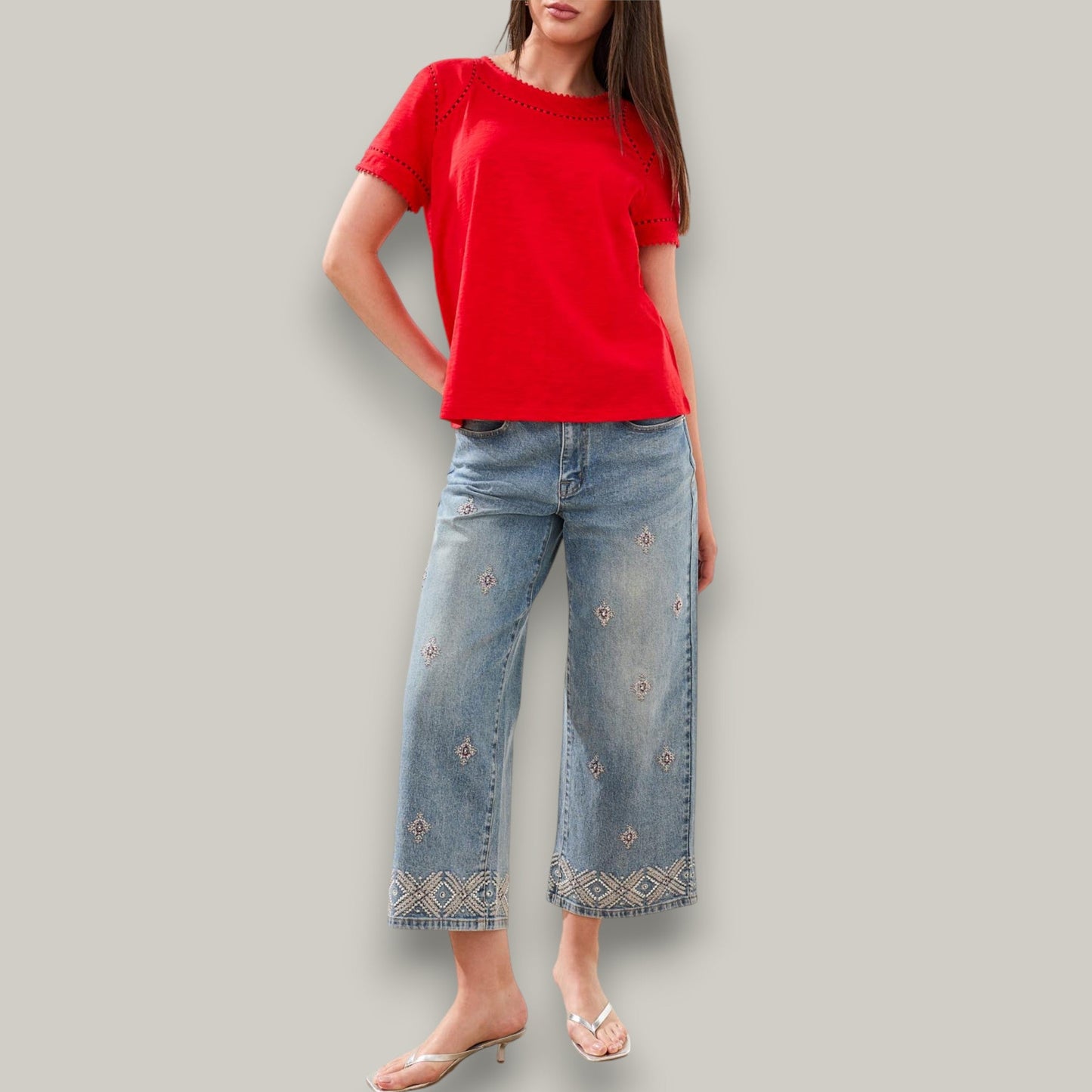 Tribal - Eyelet Trim Summer Tee