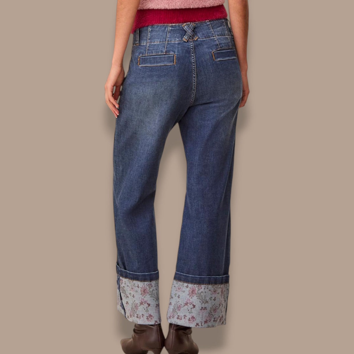Tribal - Audrey Printed-Cuff Palazzo Jeans