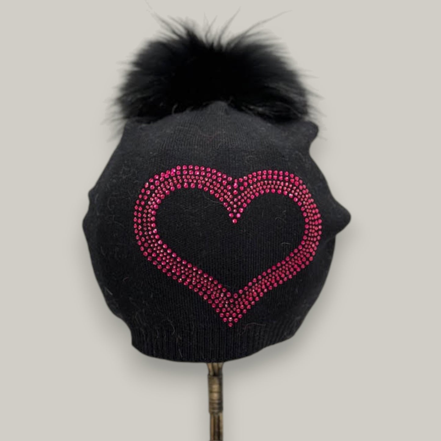 Audrey's - Bling Open Heart Pom-Pom Hat