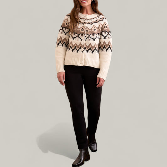 Tribal - Fair Isle Button Front Sweater Cardigan
