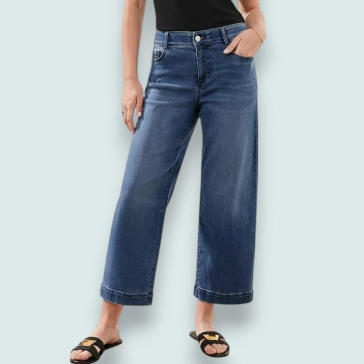 Tribal - Audrey Crop Wide Leg Stretch Denim