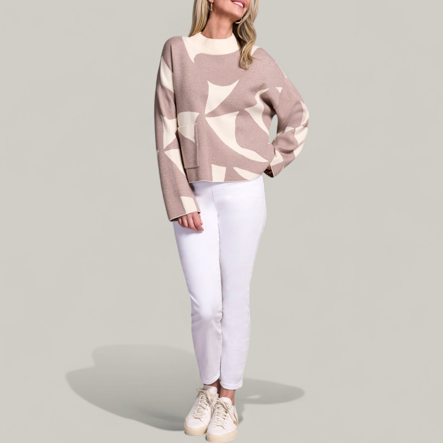 Tribal - Mock Neck Sweater With Pocket