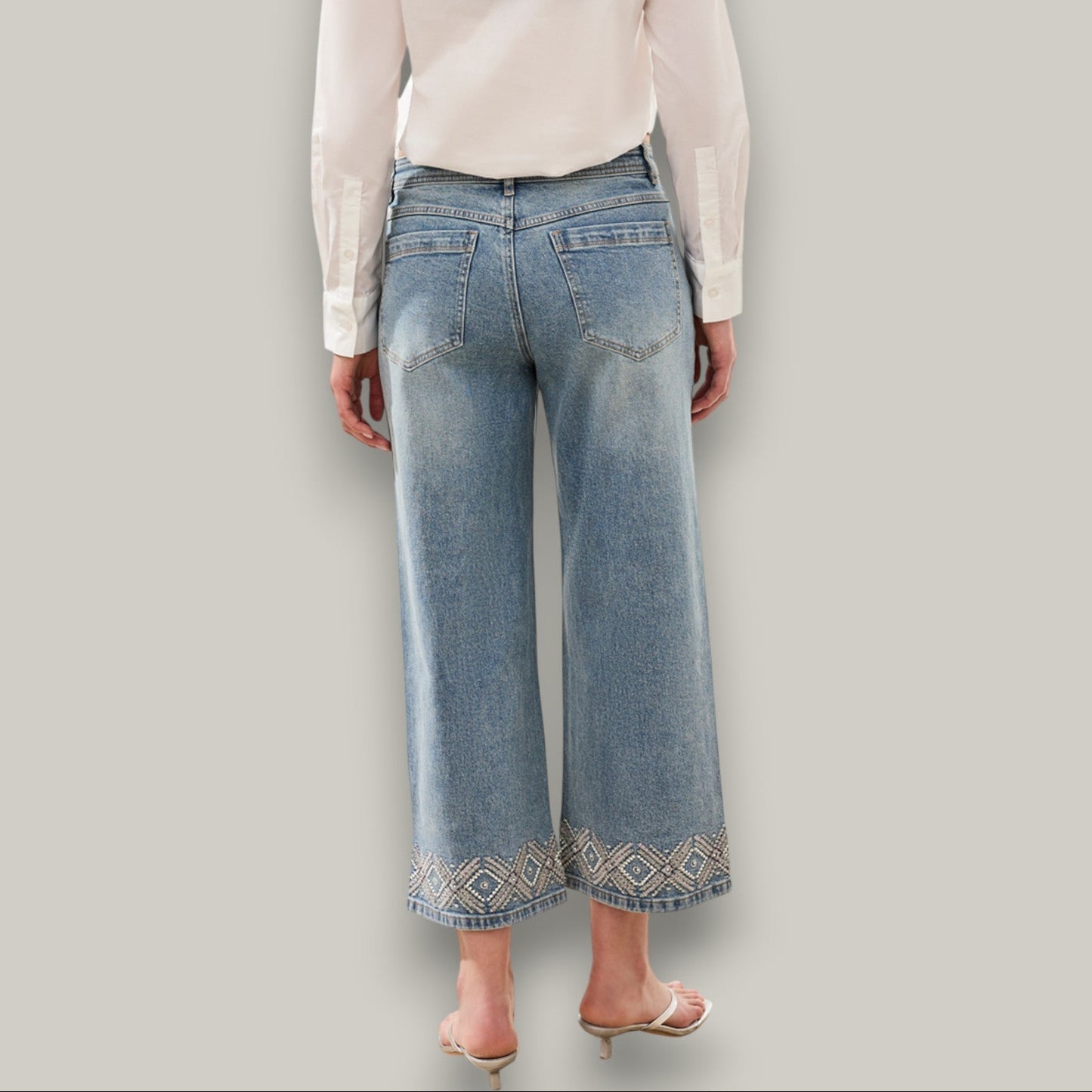 Tribal - Embroidered Boho Cropped Denim