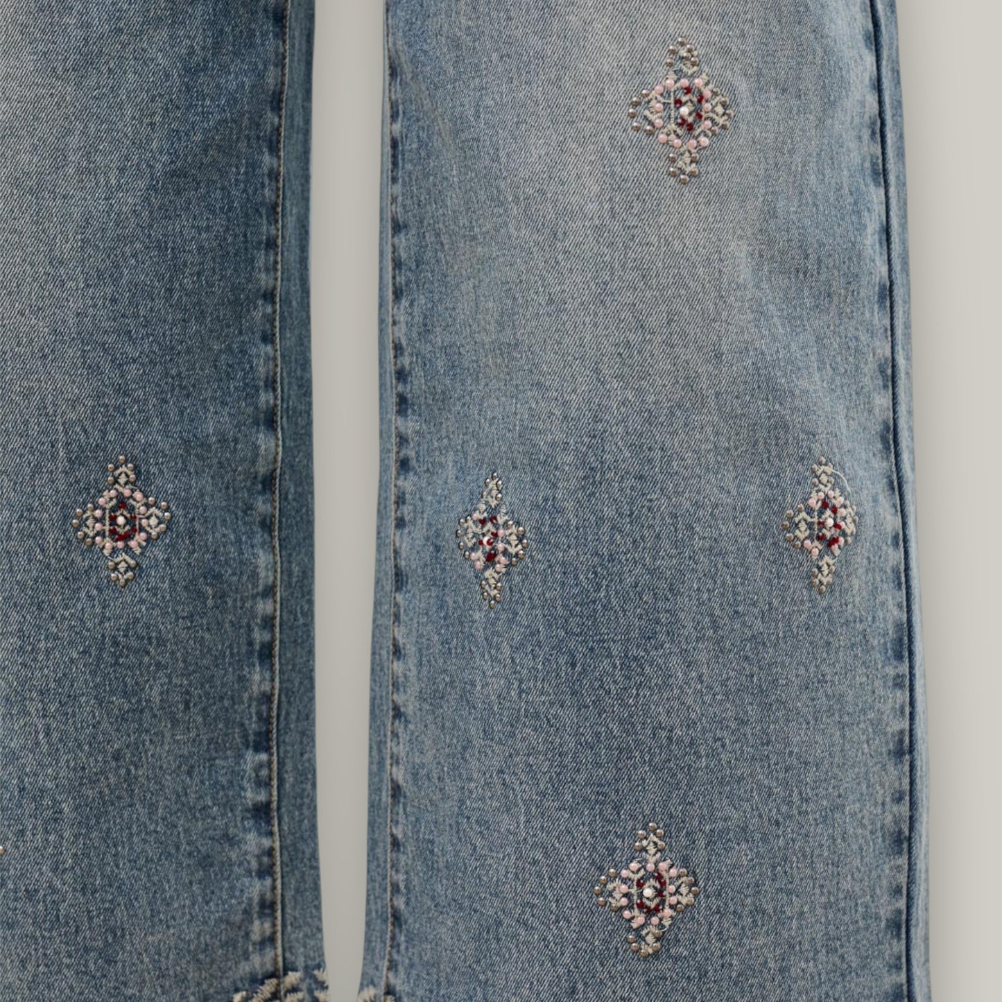 Tribal - Embroidered Boho Cropped Denim