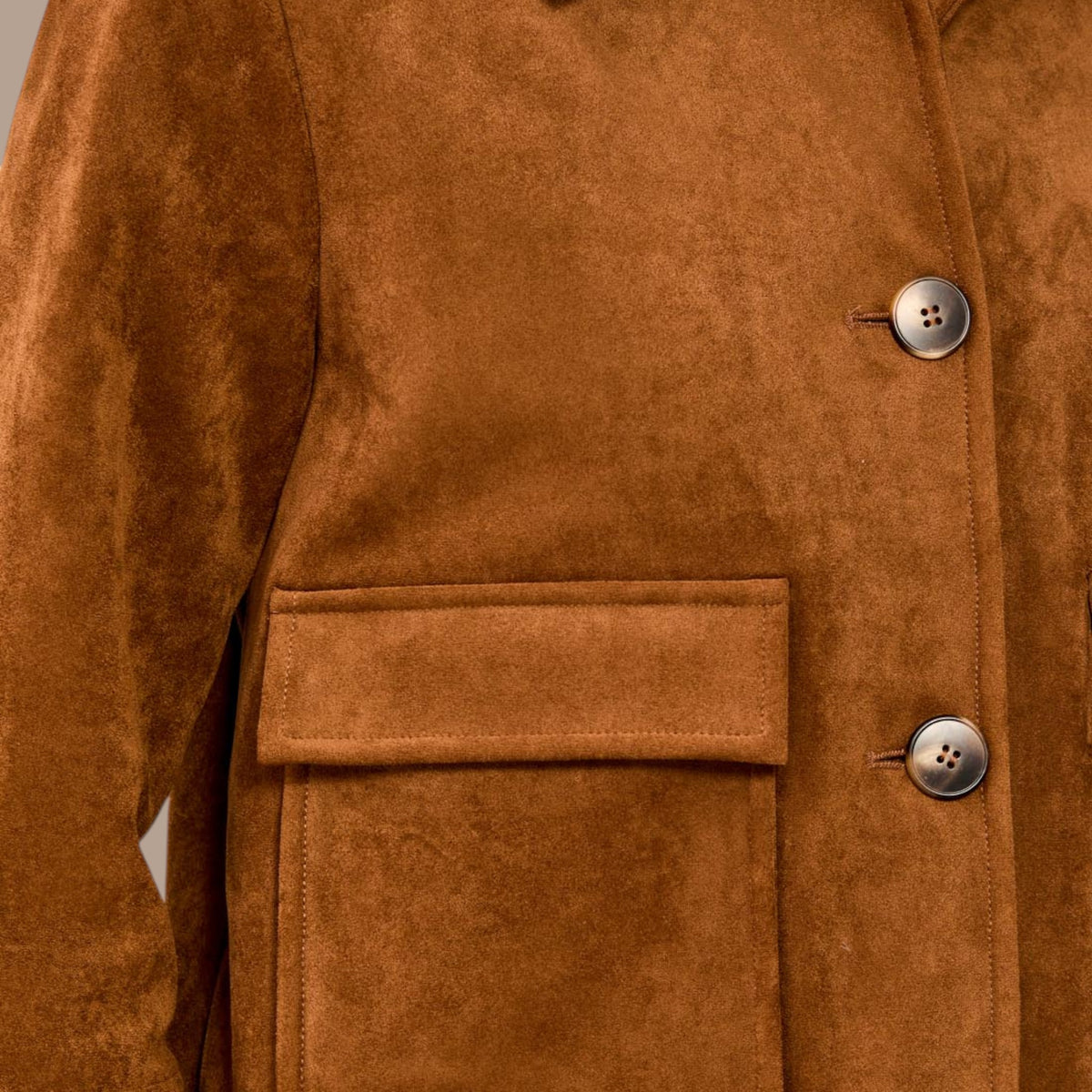 Tribal - Faux Suede Button-Front Jacket